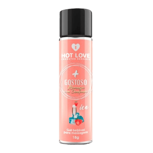 Imagem do + Gostoso Gel Beijável Morango C/ Champanhe 18g Hot Love